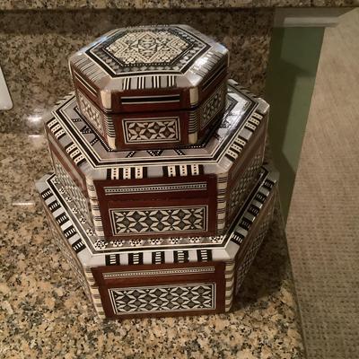 Trio Wooden Inlay Boxes