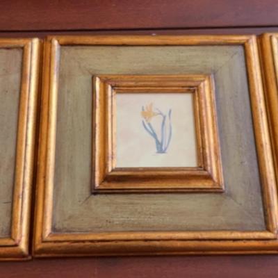 Trio of Giltwood-Framed Floral Prints
