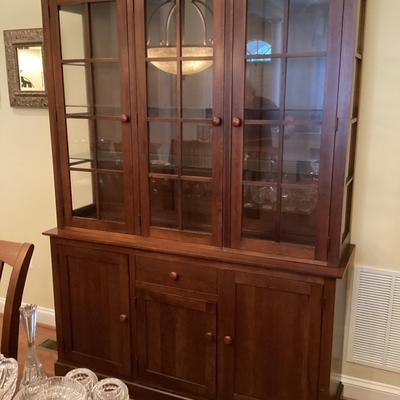 Dark Wood Ethan Allen Breakfront Cabinet