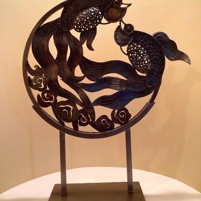 Koi Fish Metal Sculpture