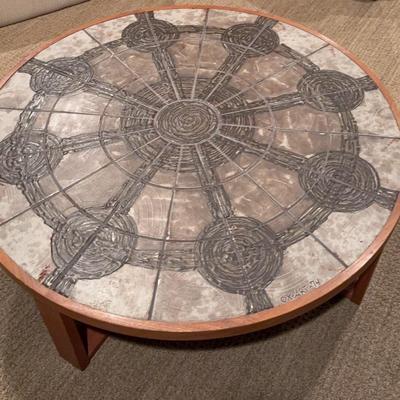 Nevis & Nevis Vintage Mid Century Teak Coffee Table W/ Tile Top