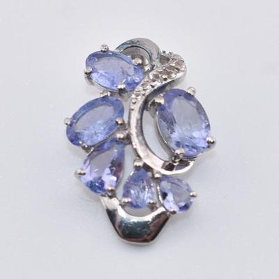 Sterling Silver Natural Unheated Tanzanite Vine Pendant