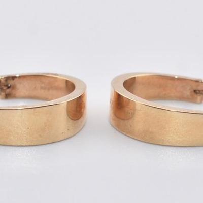 14k Yellow Gold Closed Hoop Earrings