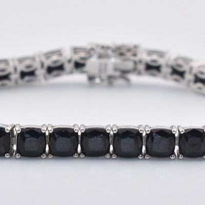 Sterling Silver Onyx Tennis Bracelet