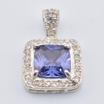Sterling Silver Faceted Purple Glass Pendant