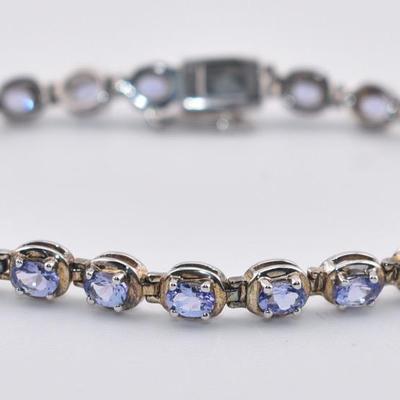 Sterling Silver Tanzanite Tennis Bracelet
