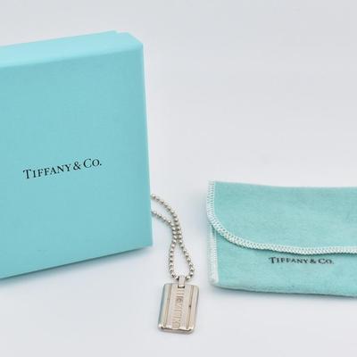 Tiffany & Co - Atlas Dog Tag - Sterling Silver Necklace