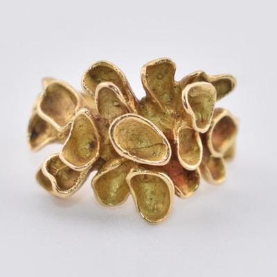 18k Yellow Gold Abstract Modernist Ring