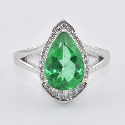 Sterling Silver 3 Carat Pear Green Topaz Ring