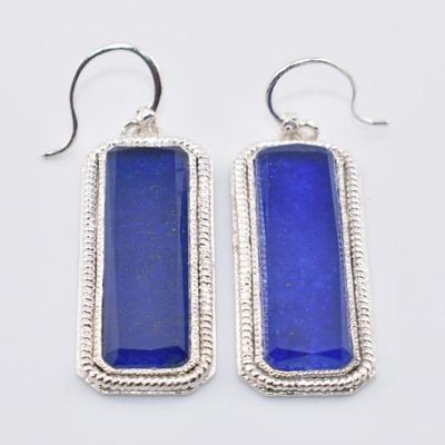 Sterling Silver Lapis Lazuli Quartz Dangle Earrings