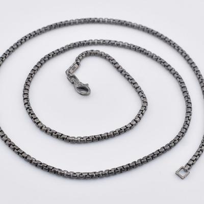 John Hardy - Sterling Silver Dark Wash Box Chain Necklace