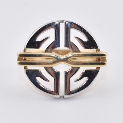 14k Yellow & White Gold Disc Ring