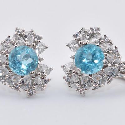 Sterling Silver Natural Unheated Round Apatite Heart Earrings