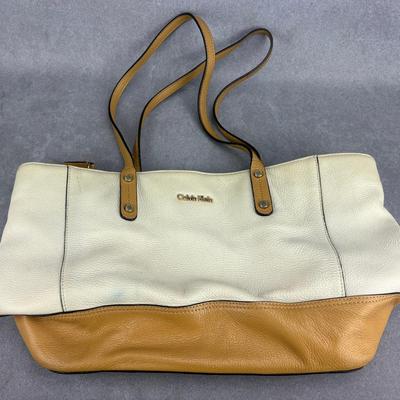Calvin Klein - Beige & Ivory Large Leather Purse