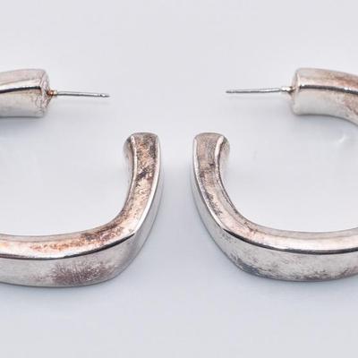 Sterling Silver Large Open Hoop Earrings