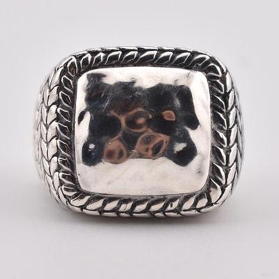 Silpada - Sterling Silver Hammered Braided Square Dome Ring