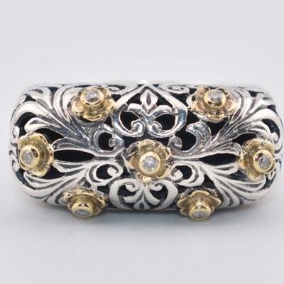 John Hardy - Konstantino - Sterling Silver & 18k Yellow Gold Diamond Ring