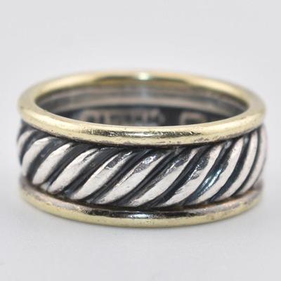 David Yurman - Sculpted Cable - Sterling Silver & 14k Yellow Gold Band Ring