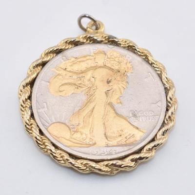 1934 Walking Liberty Half Dollar Pendant