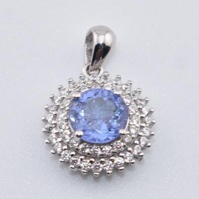 Sterling Silver 1 Carat Round Natural Unheated Tanzanite Pendant