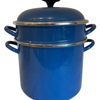 Le Creuset Blue Enamel Boiler & Strainer Pot