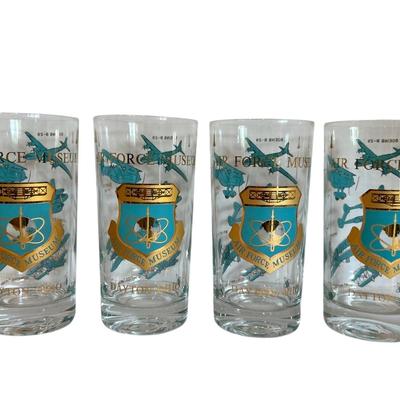 Four Vintage Air Force Museum Drinking Glasses 