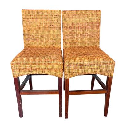 Two Wicker Bar Stools