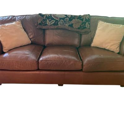 Arhaus 3 Seater Leather Sofa & Accessories 