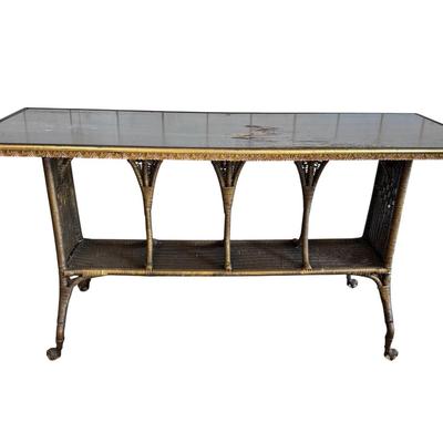 Large Glass Clawed Foot Console Table