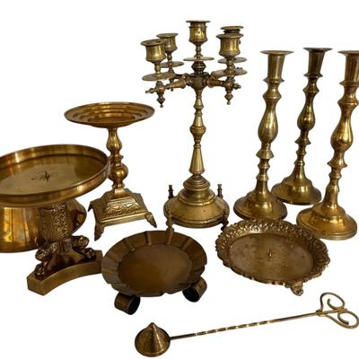 Tall Brass Candleholders & Pedestals 