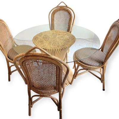 Glass Top Dining Room Table + Chairs 
