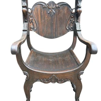 Antique Carved Wooden Chair