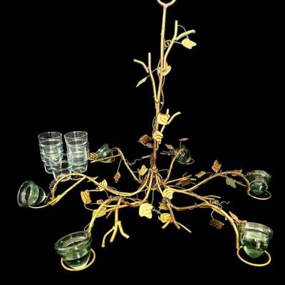 Gold Toned Tea Light Chandelier 