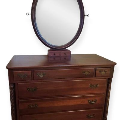 Willett Wildwood Cherry Dresser & Oval Mirror