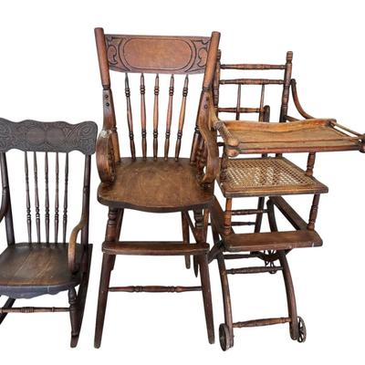 Two High Chairs And Children’s Rocking Chair