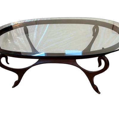 Glass Top Coffee Table With Metal Stand 