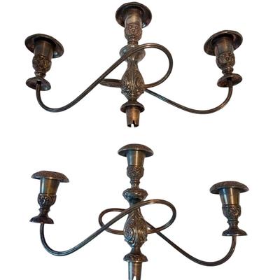 Antique Silver-Plated 3 Arm Candelabras