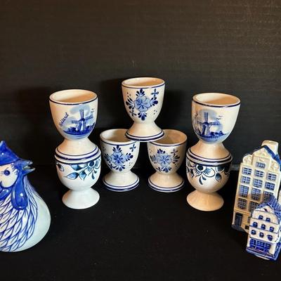 Egg Dishes (Delft & More), Chicken Teapot, and Delftsblauw S & P Shakers