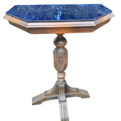 Blue Chromed Glass Top Side Table
