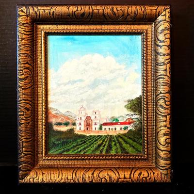 Small Framed Painting “Sky Over San Xavier Mission” (12”x14”)