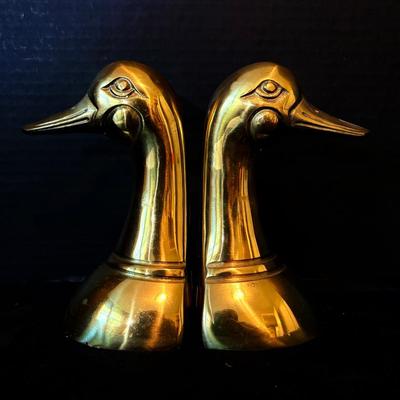 Solid Brass Duck Bookends 