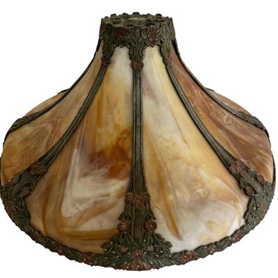 Ornate Vintage Slag Glass Lampshade 