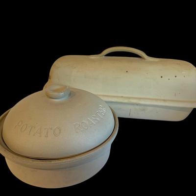 Stoneware Baking Dishes - Covered Baker & Potato Roaster 