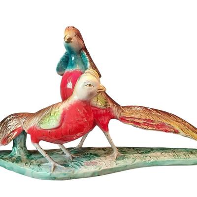 Vintage Italian Import Ceramic Handpainted Pheasant Sculpture