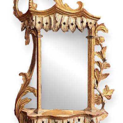 Ornate Small Giltwood Mirror Shelf by Pino de Luca, Made in Italy