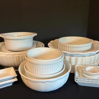 White Stoneware Kitchen Dishes 