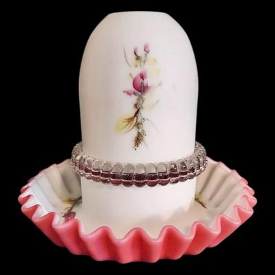 Fenton Art Glass Peach Blow 3-Piece Fairy Lamp