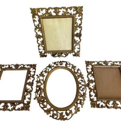 Ornate Vintage Brass Picture Frames 