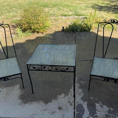 Wrought Iron Patio Set | 2 Chairs & Square Table