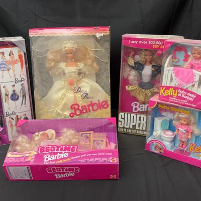 Barbie & Kelly Doll Collection – 6 Mattel Dolls in Original Boxes, 1990s Era